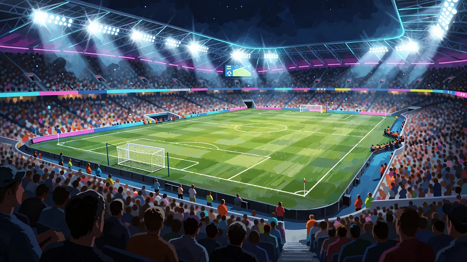 Nocny stadion piłkarski w świetle jupiter&oacute;w - zakłady sportowe w Fugu Casino